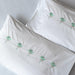 Green & White Tropicasa Embroidered Double Bedsheet With Pillow Cover-Bedsheets-House of Ekam