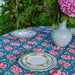 Green and Red Hydrangea Handblockprinted Table Linen-Table Runners-House of Ekam