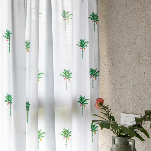 Green and White Tropicasa Quilt with Pillow Cover-Quilt sets-House of Ekam