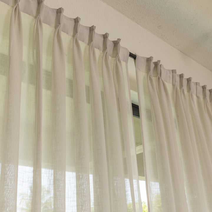 Grey Poly Linen Sheer Curtain-Curtains-House of Ekam
