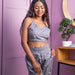 Grey Tropical Tango Co-ord Set with Crop Top-Coord sets-House of Ekam