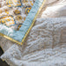Grey and Yellow Ikat Blockprinted Handmade Quilt Set-Quilt sets-House of Ekam