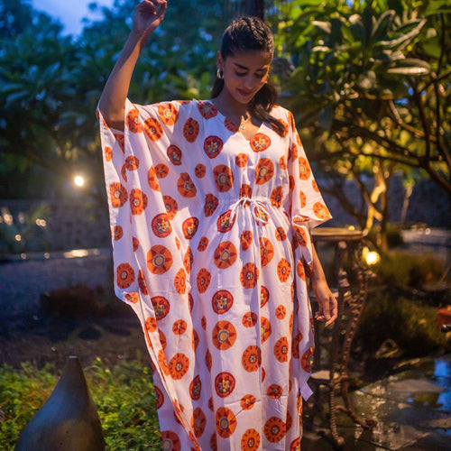 Groovy Canvas Suzani Kaftan-Kaftaans-House of Ekam