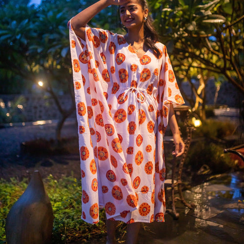 Groovy Canvas Suzani Kaftan-Kaftaans-House of Ekam