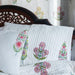 Guldasta Cypress Poppy Blockprint Handstitch Pique Queen Size Quilt Set-Quilt sets-House of Ekam