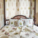 Guldasta Cypress Poppy Blockprint Handstitch Pique Queen Size Quilt Set-Quilt sets-House of Ekam