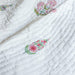 Guldasta Cypress Poppy Blockprint Handstitch Pique Queen Size Quilt Set-Quilt sets-House of Ekam