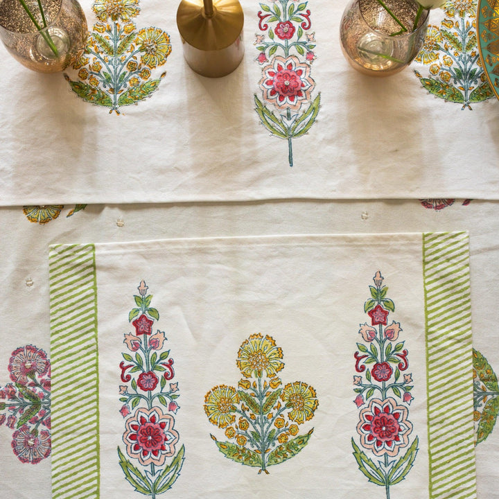 Guldasta Cypress Poppy Table Linen Set-Table Runners-House of Ekam