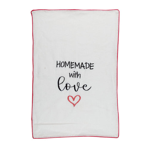 Homemade with Love Embroidered Cotton Tea Towel-Tea Towels-House of Ekam