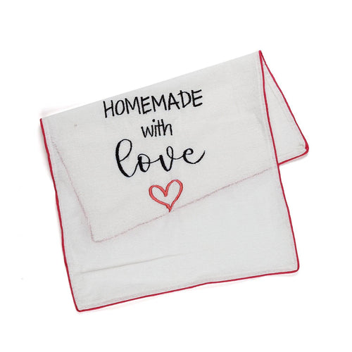 Homemade with Love Embroidered Cotton Tea Towel-Tea Towels-House of Ekam