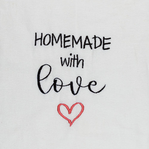 Homemade with Love Embroidered Cotton Tea Towel-Tea Towels-House of Ekam