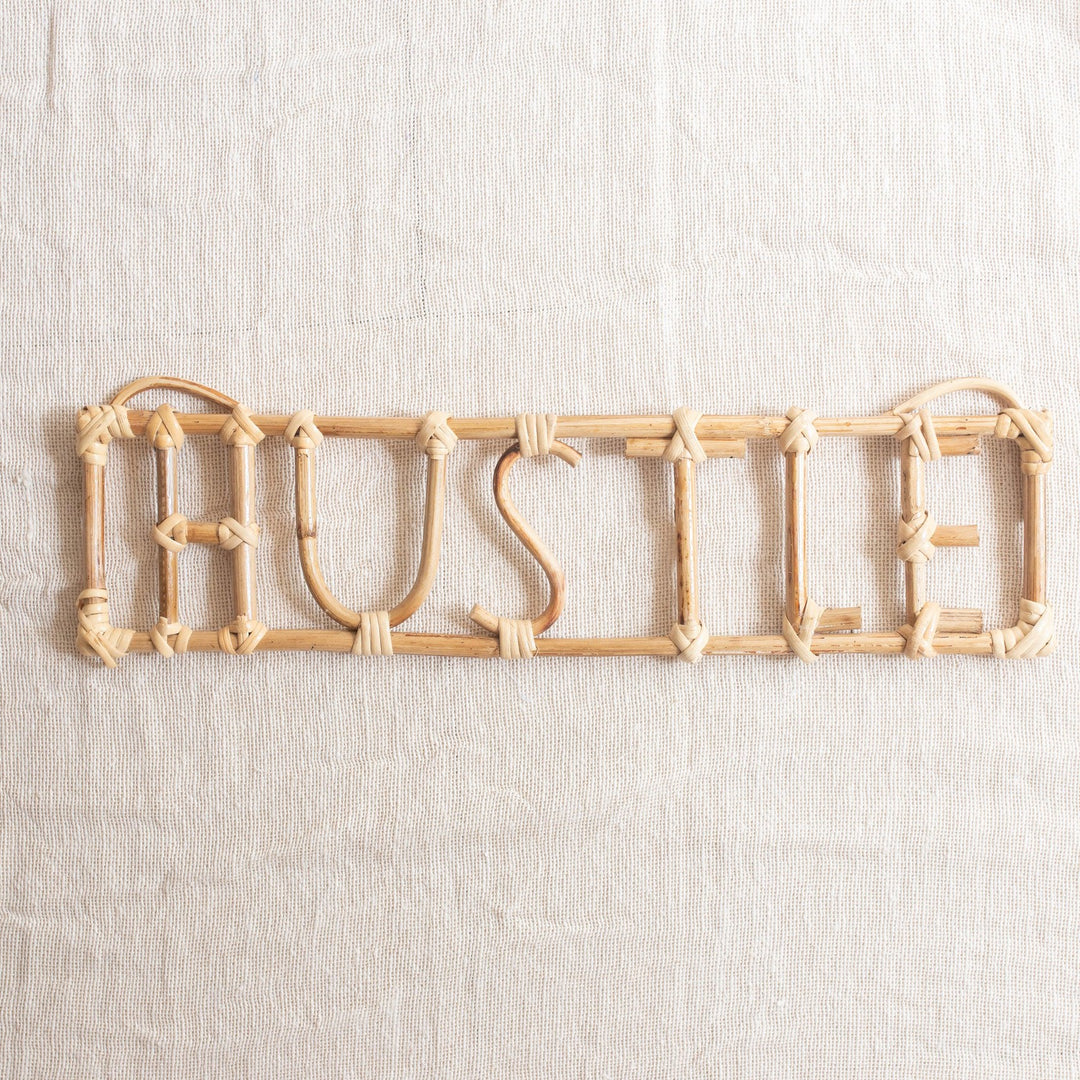 Hustle Rattan Wall Art Quote-Quotes-House of Ekam