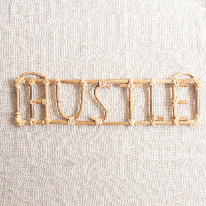 Hustle Rattan Wall Art Quote-Quotes-House of Ekam