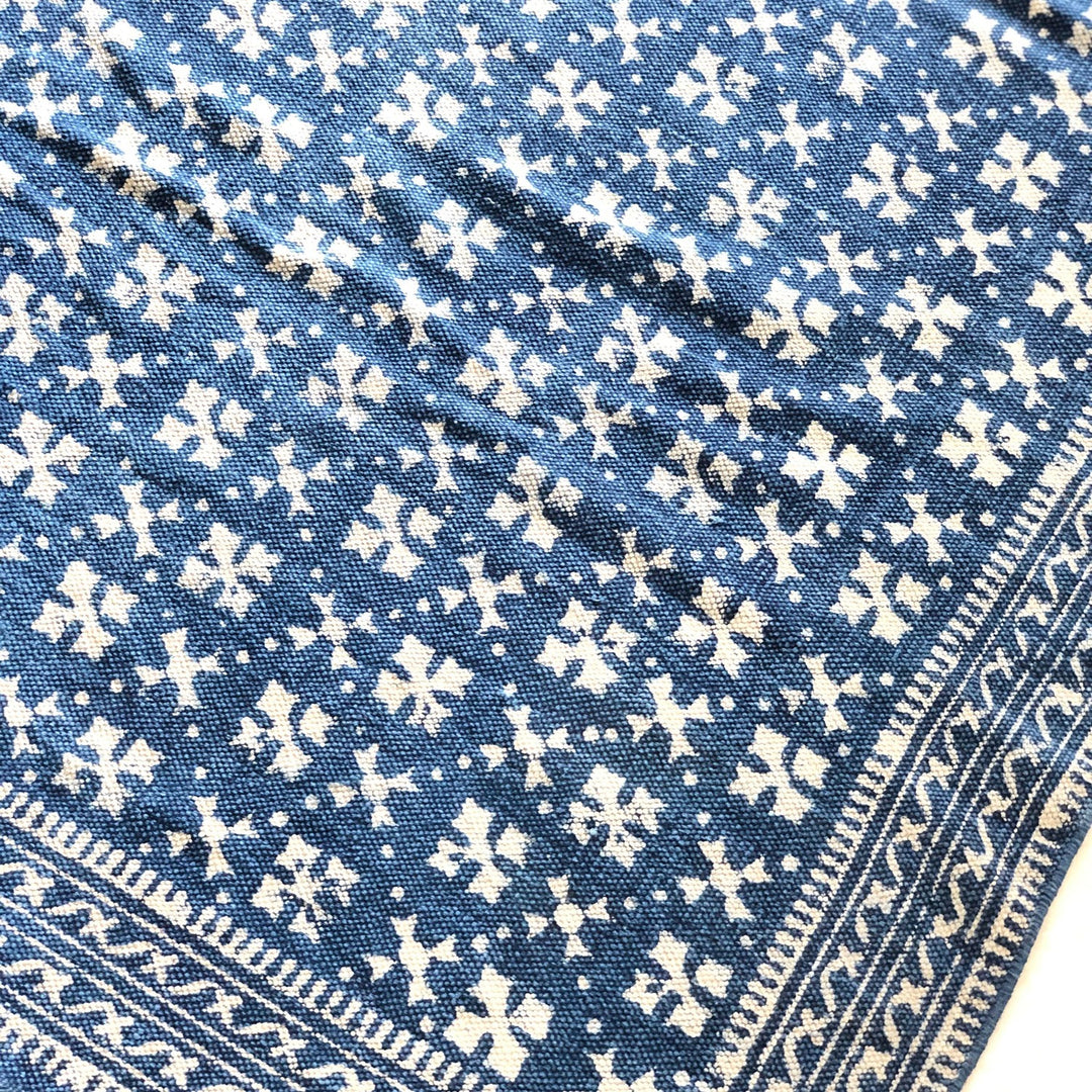 Indigo Abstract Dadam Cotton Rug-Rug-House of Ekam