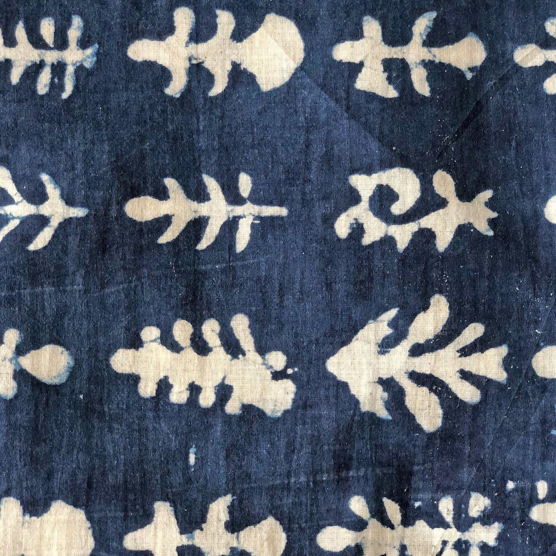 Indigo Dabu Flower Buti Print Fabric-fabric-House of Ekam
