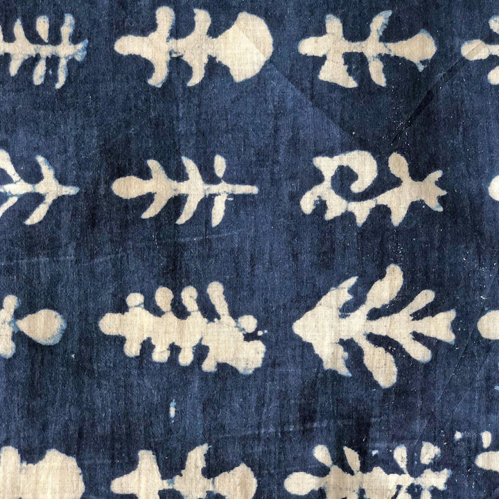 Indigo Dabu Flower Buti Print Fabric-fabric-House of Ekam
