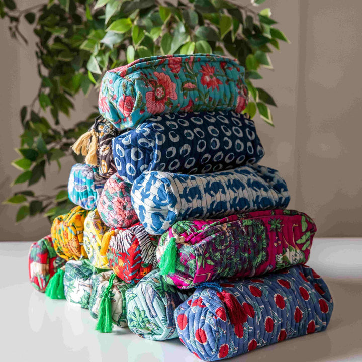 Indigo Dabu Paisley Pouch Set of 2-Pouches-House of Ekam