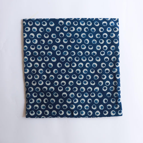 Indigo Dabu Polka Print Cushion Cover-Cushion Covers-House of Ekam