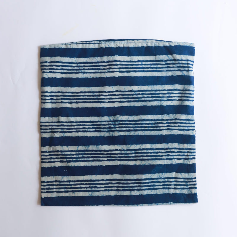 Indigo Dabu Stripe Print Cushion Cover-Cushion Covers-House of Ekam