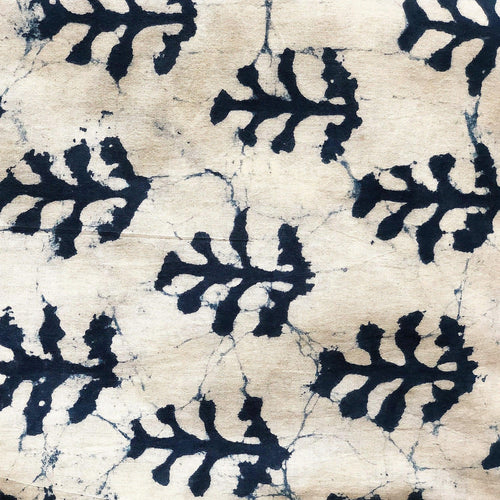 Indigo Dabu White Twig Print Fabric-fabric-House of Ekam