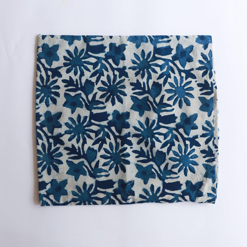 Indigo Floral Print Cushion Cover-Cushion Covers-House of Ekam