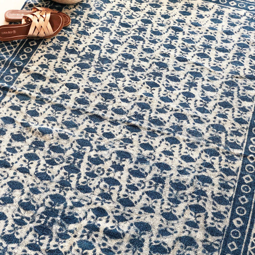 Indigo Jellyfish Cotton Rug-Rug-House of Ekam