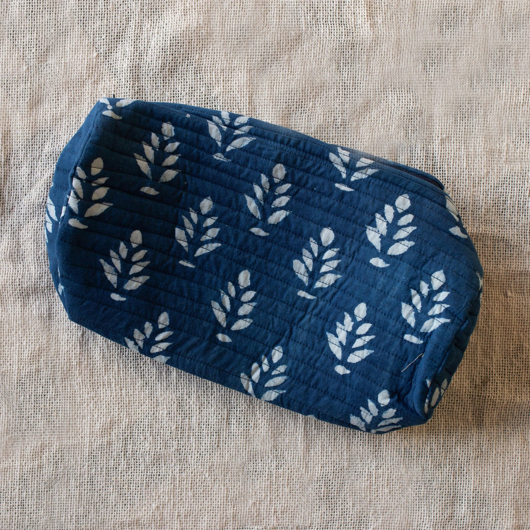 Indigo Mughal Cosmetic Pouch Set of 2-Pouches-House of Ekam