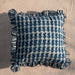 Indigo Paisley Ruffle Blockprint Cushion Cover-Cushion Covers-House of Ekam