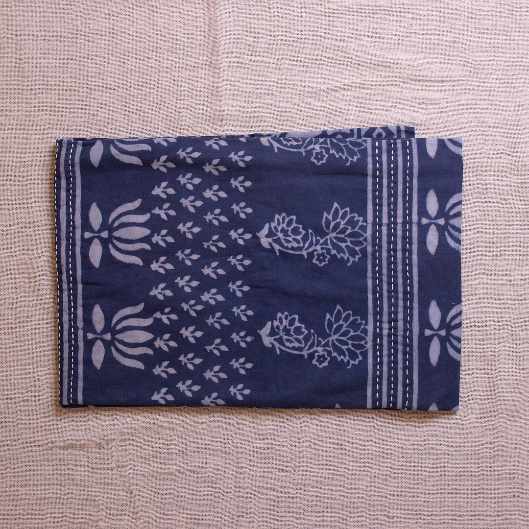 Indigo Patchwork Floral Table Cloth-Table Runners-House of Ekam