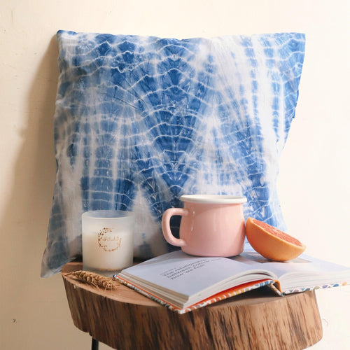 Indigo Shibori Cushion Cover-Cushion Covers-House of Ekam