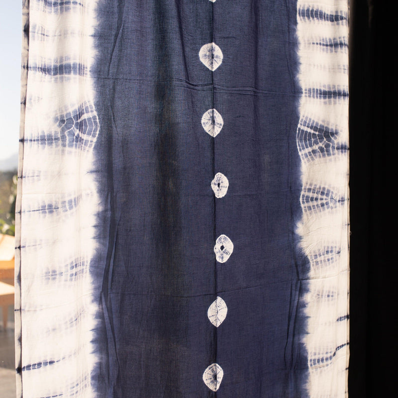 Indigo Shibori Polka Handmade Tie Dye Semi Sheer Curtain-Curtains-House of Ekam