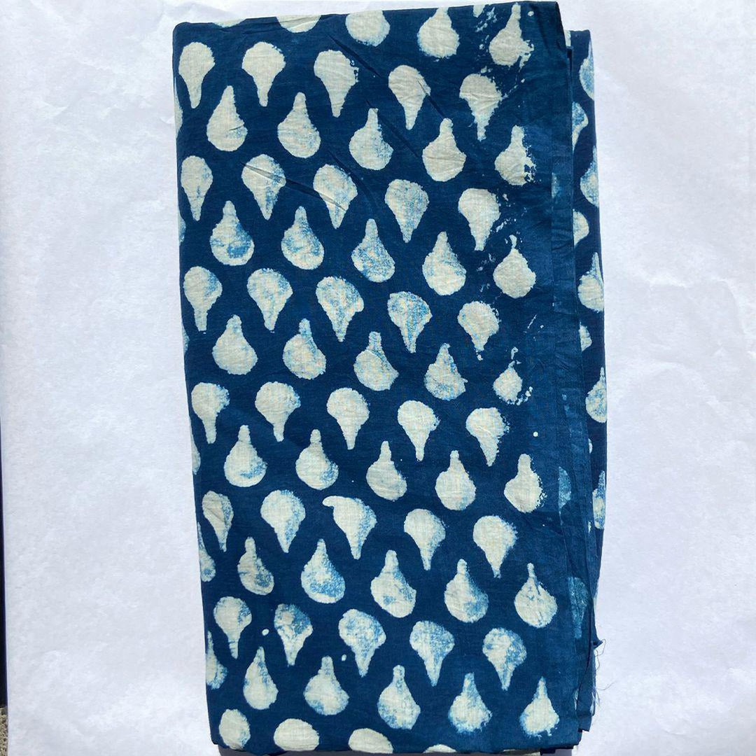 Indigo Tear Drop Print Fabric-fabric-House of Ekam