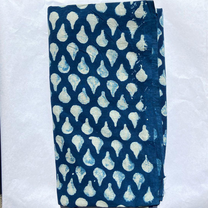 Indigo Tear Drop Print Fabric-fabric-House of Ekam