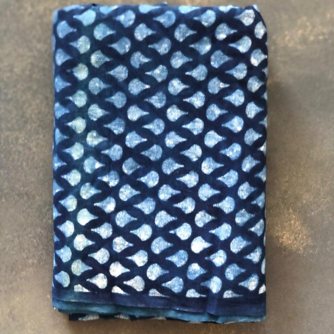Indigo Tear Drop Print Fabric-fabric-House of Ekam