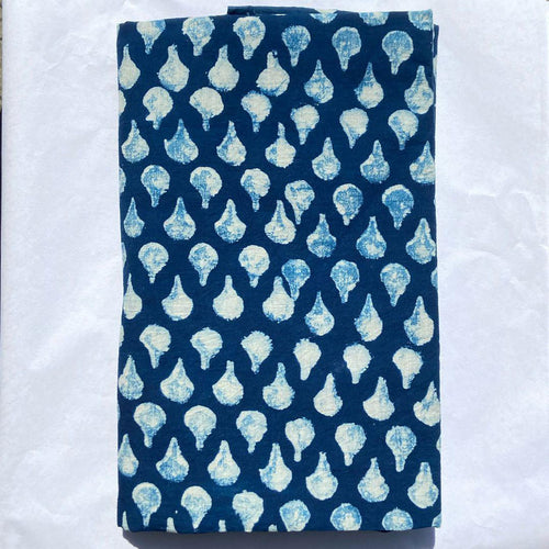 Indigo Tear Drop Print Fabric-fabric-House of Ekam