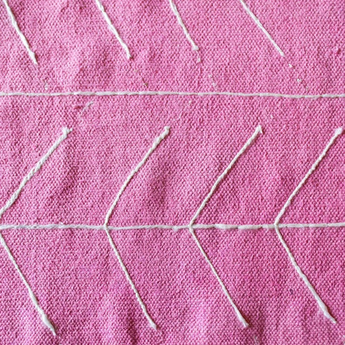 Indulge in Pink Embroidered Cotton Rug-Rug-House of Ekam