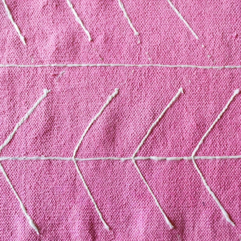 Indulge in Pink Embroidered Cotton Rug-Rug-House of Ekam
