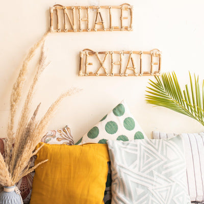 Inhale Exhale Rattan Wall Art Quote-Quotes-House of Ekam