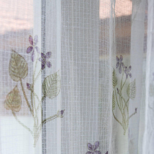 Kota Doria Lilac Blockprint Sheer Curtain-Curtains-House of Ekam