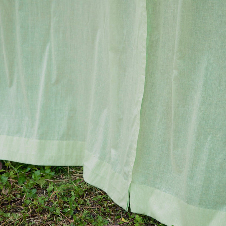 Light Green Cotton Linen Handloom Curtain-Curtains-House of Ekam