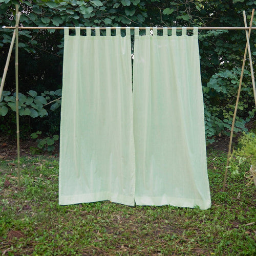 Light Green Cotton Linen Handloom Curtain-Curtains-House of Ekam