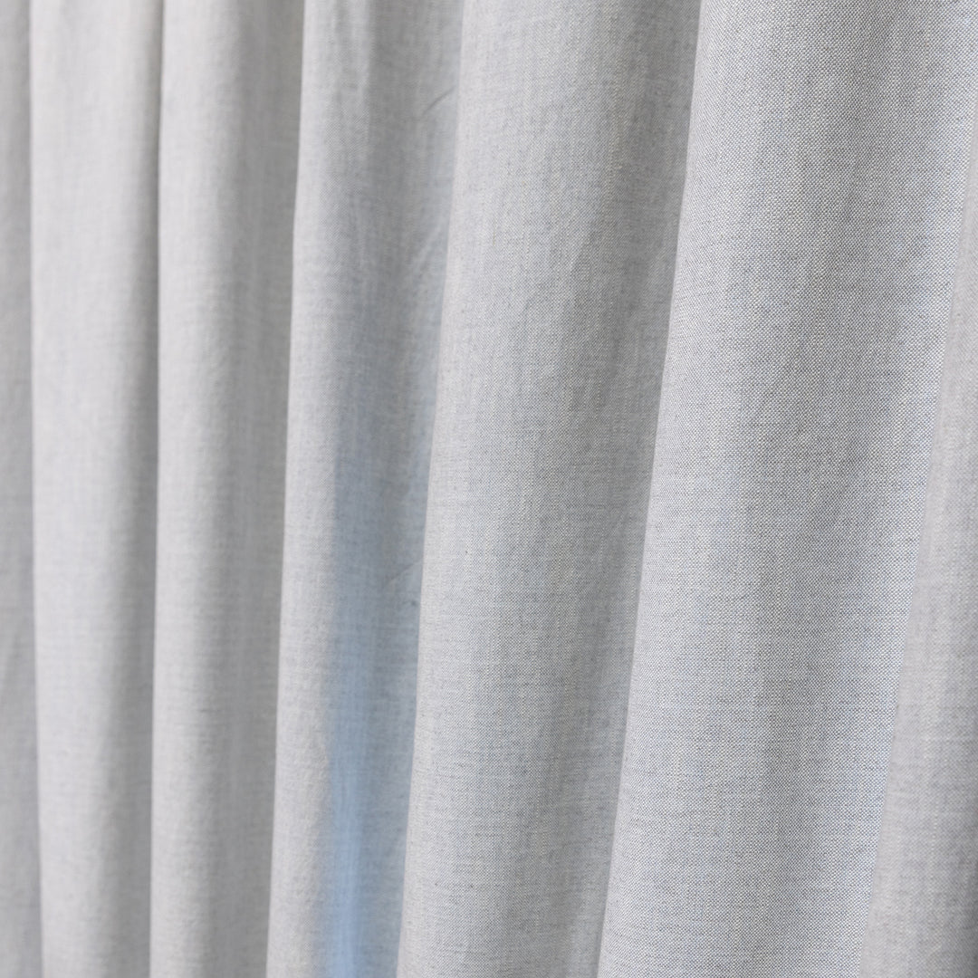 Light Grey Blue Cotton Slub Chambray 80% Blackout Curtain-Curtains-House of Ekam