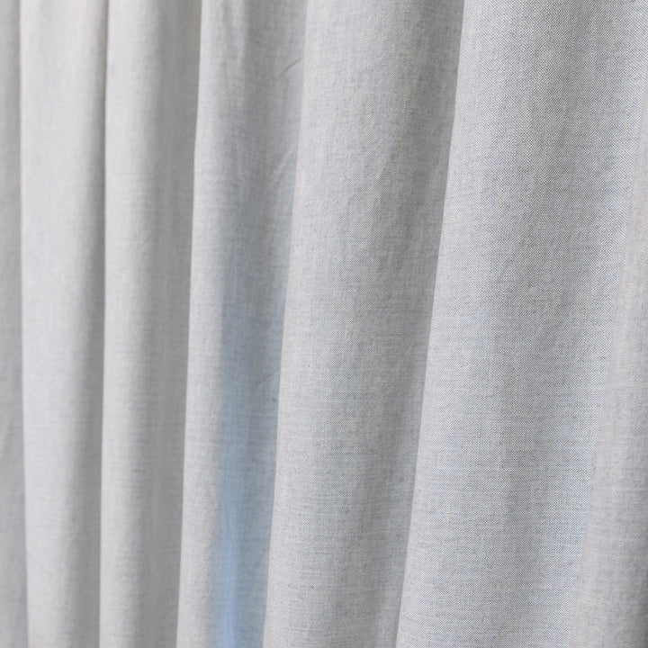 Light Grey Blue Cotton Slub Chambray 80% Blackout Curtain-Curtains-House of Ekam