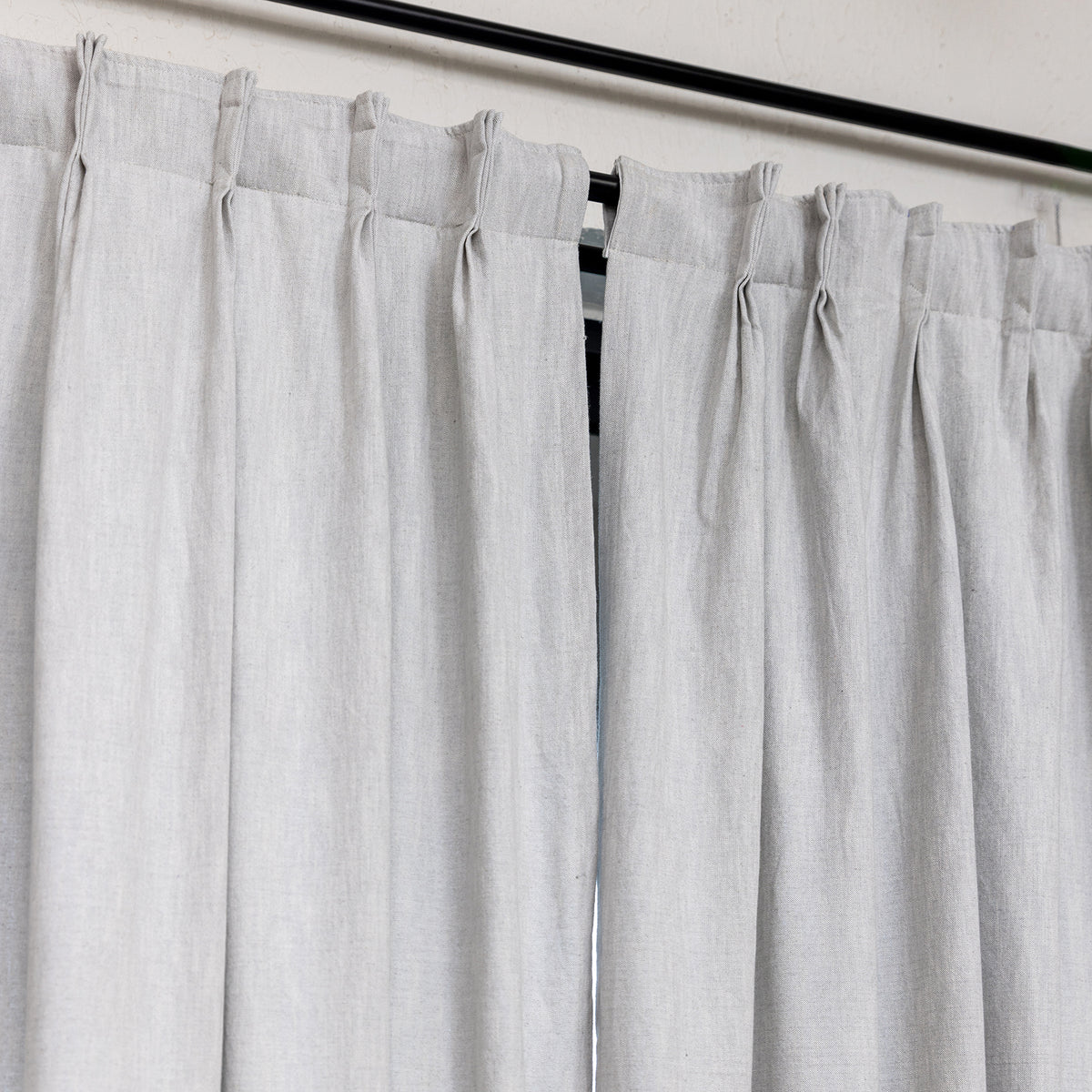 Light Grey Blue Cotton Slub Chambray 80% Blackout Curtain-Curtains-House of Ekam