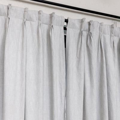 Light Grey Blue Cotton Slub Chambray 80% Blackout Curtain-Curtains-House of Ekam