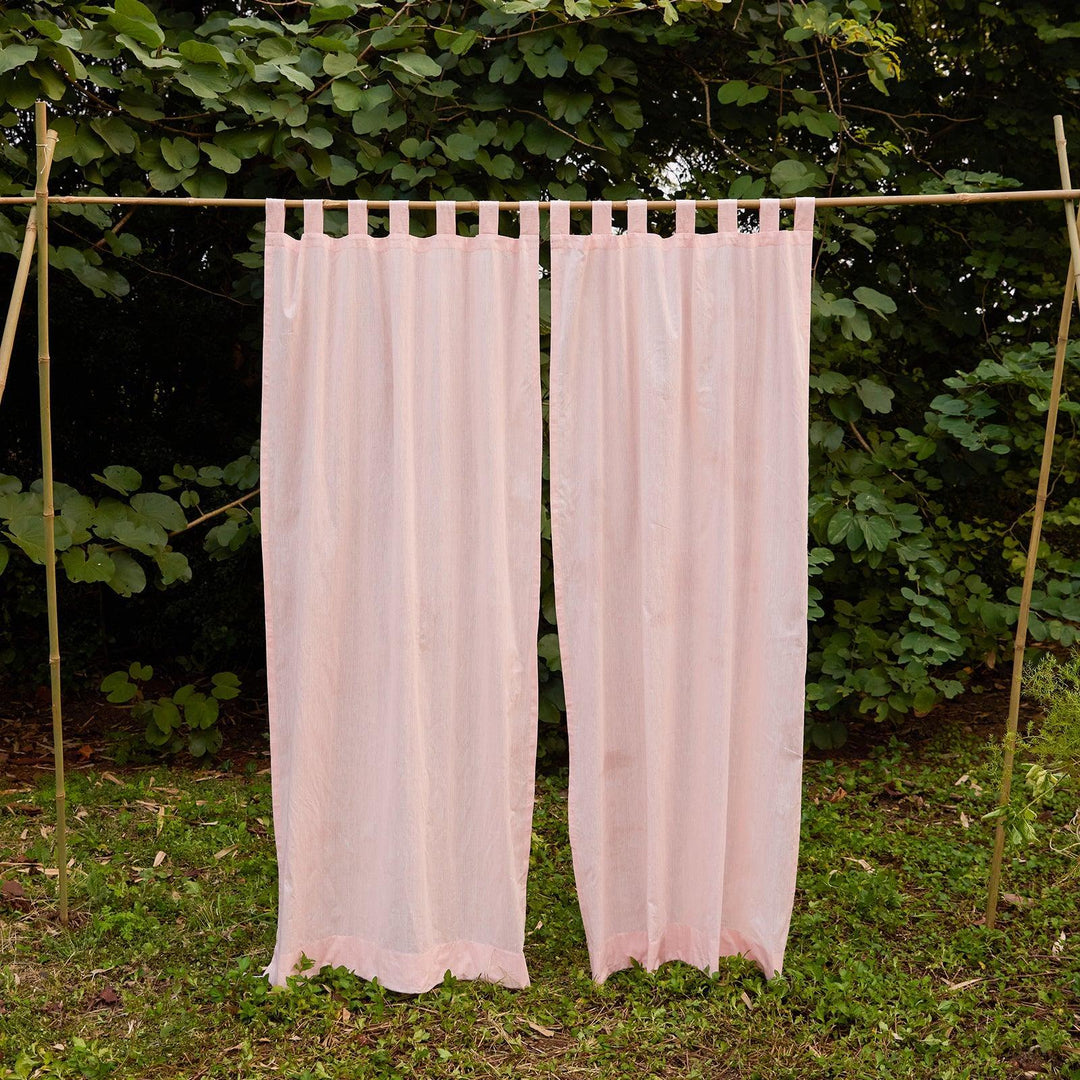 Light Pink Cotton Linen Handloom Curtain-Curtains-House of Ekam
