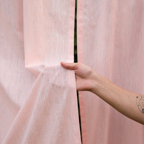 Light Pink Cotton Linen Handloom Curtain-Curtains-House of Ekam