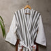 Malabar Grey Stripe Cotton Bathrobe-Bath robes-House of Ekam