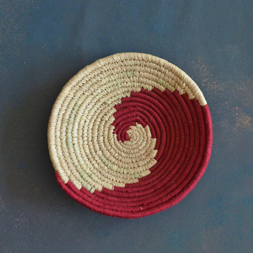 Maroon Abstract Sabai Seagrass Handwoven Grass Basket-Sabai baskets-House of Ekam