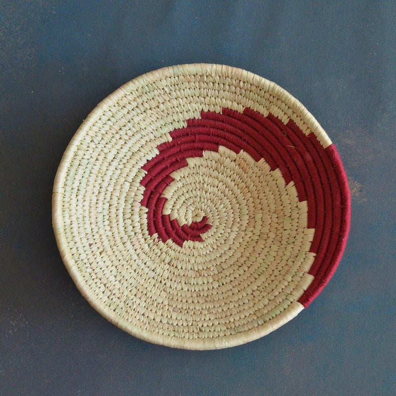 Maroon Abstract Sabai Seagrass Handwoven Grass Basket-Sabai baskets-House of Ekam